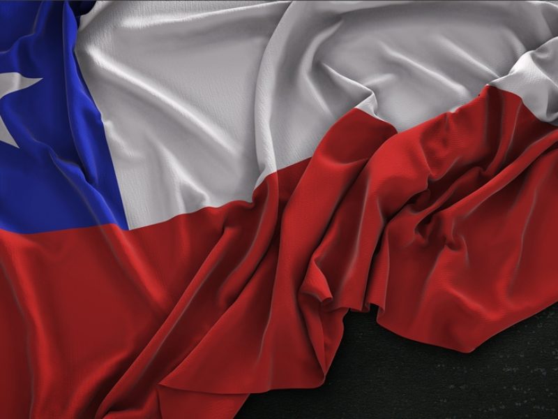 Chile Flag Wrinkled On Dark Background 3D Render